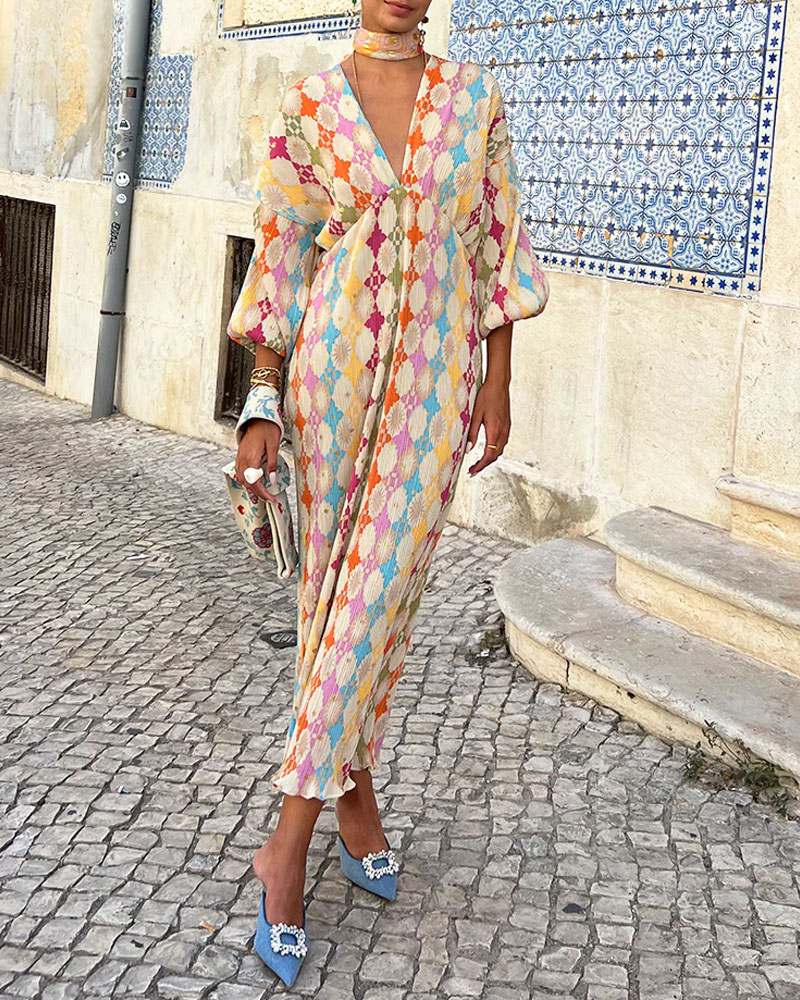 Lilian | Vibrant Puff Sleeve Maxi Dress