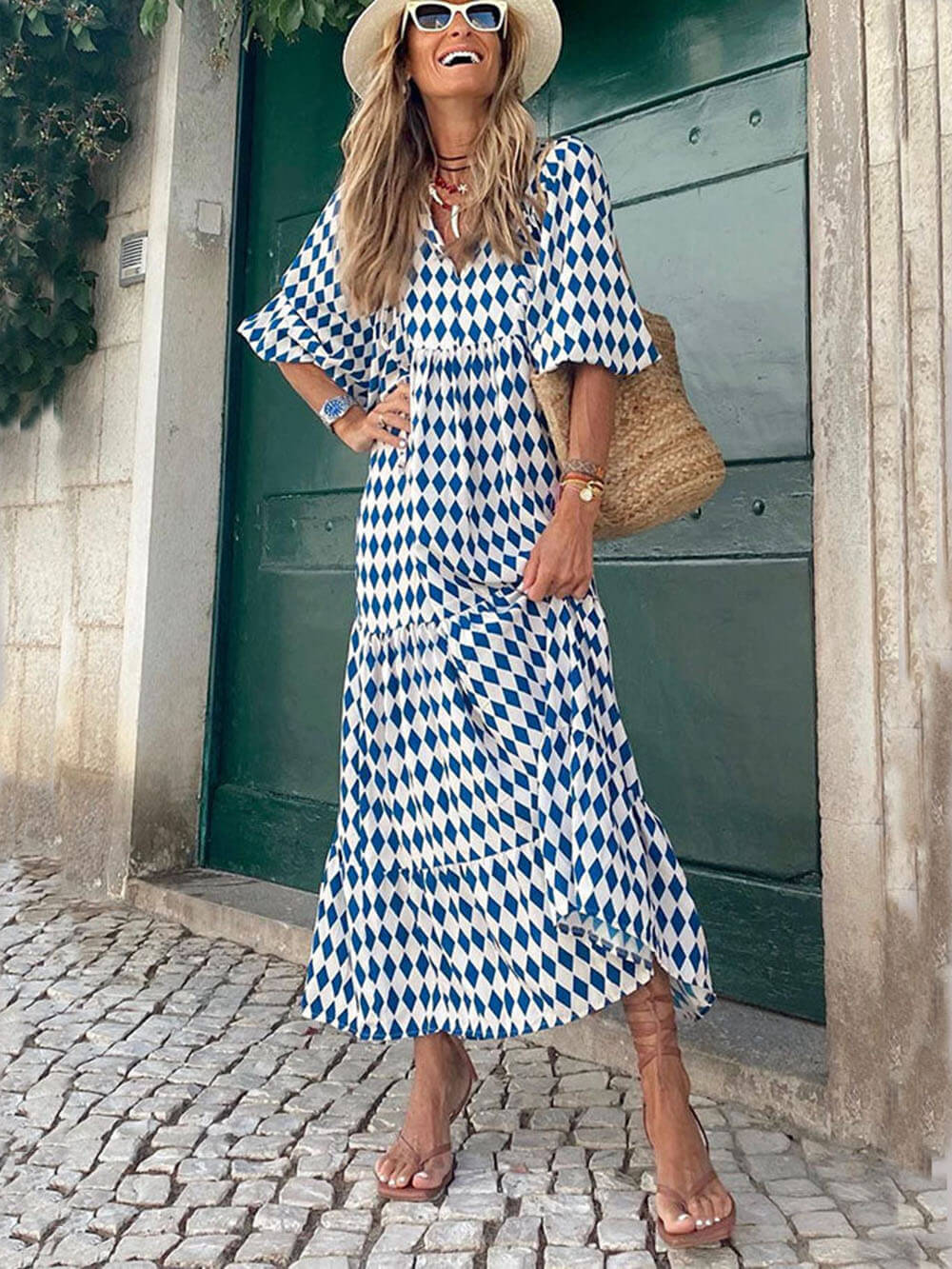 Ingrid - Loose Puff Sleeve Maxi Dress