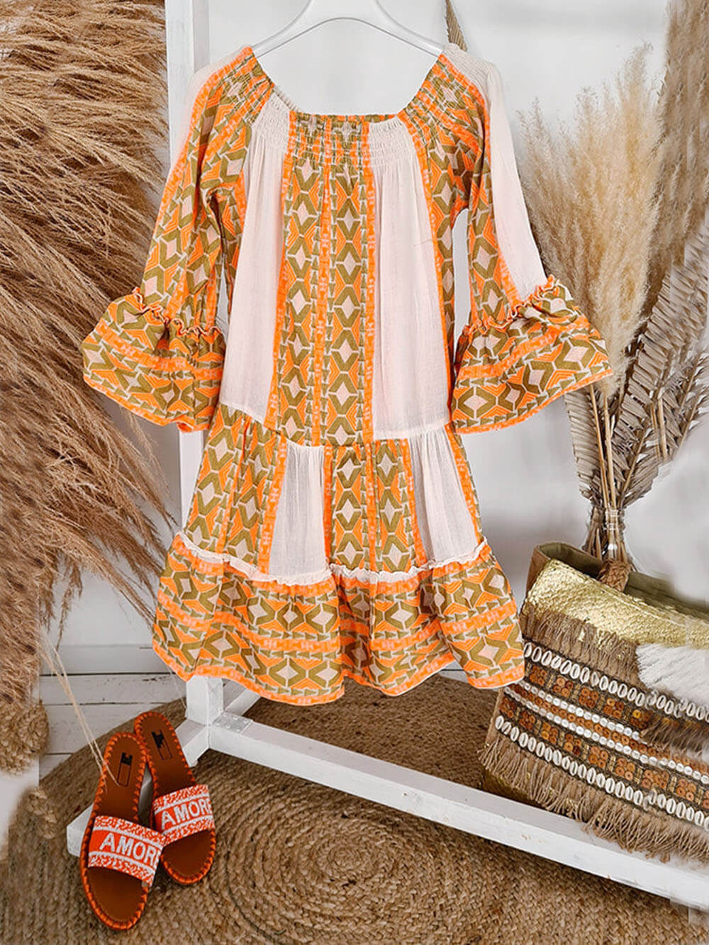 Joyce | Boho Off Shoulder Mini Dress