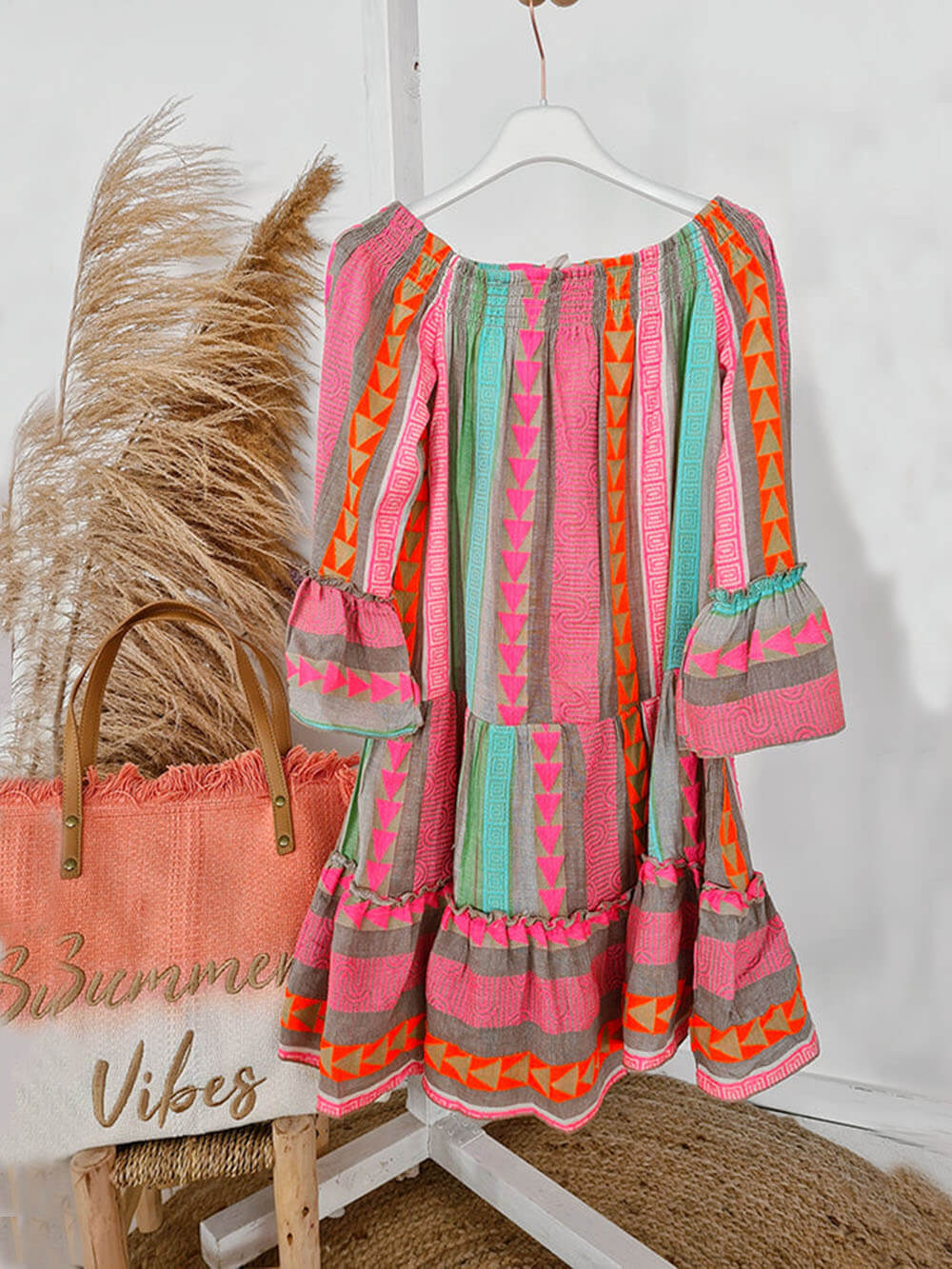 Joyce | Boho Off Shoulder Mini Dress