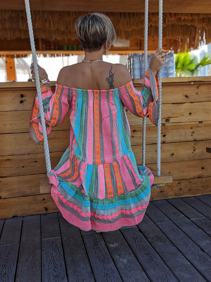 Joyce | Boho Off Shoulder Mini Dress