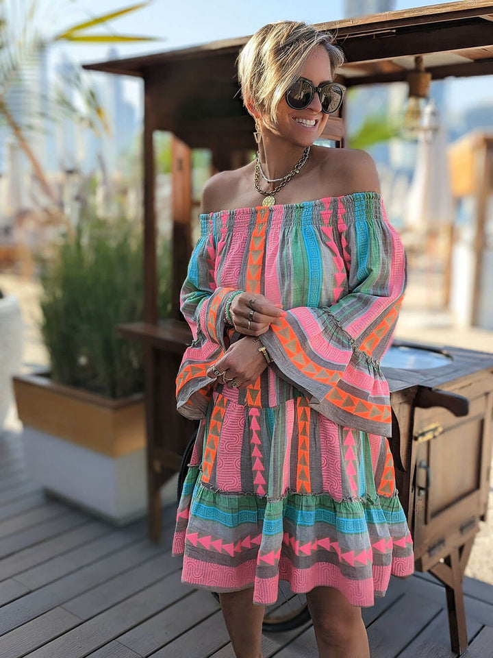 Joyce | Boho Off Shoulder Mini Dress
