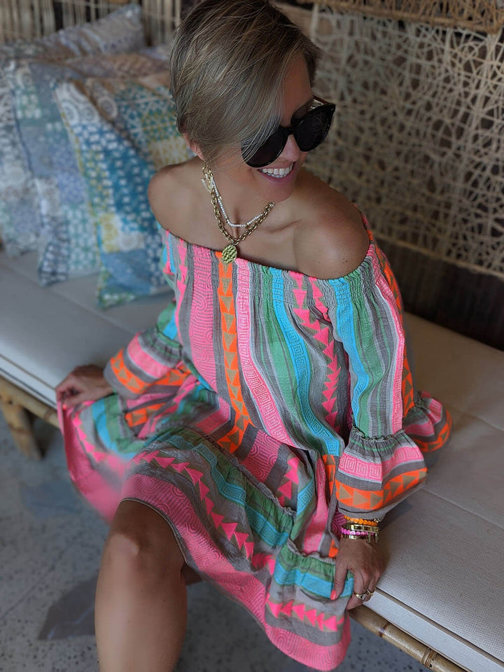 Joyce | Boho Off Shoulder Mini Dress