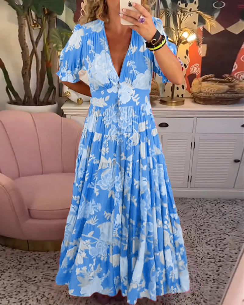 Nena | Floral Print V-neck Pocket Dress