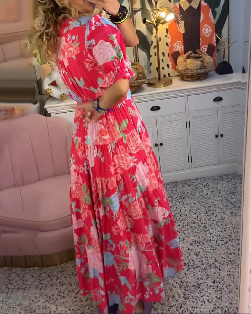 Adelaide - Floral Print V-neck Pocket Dress