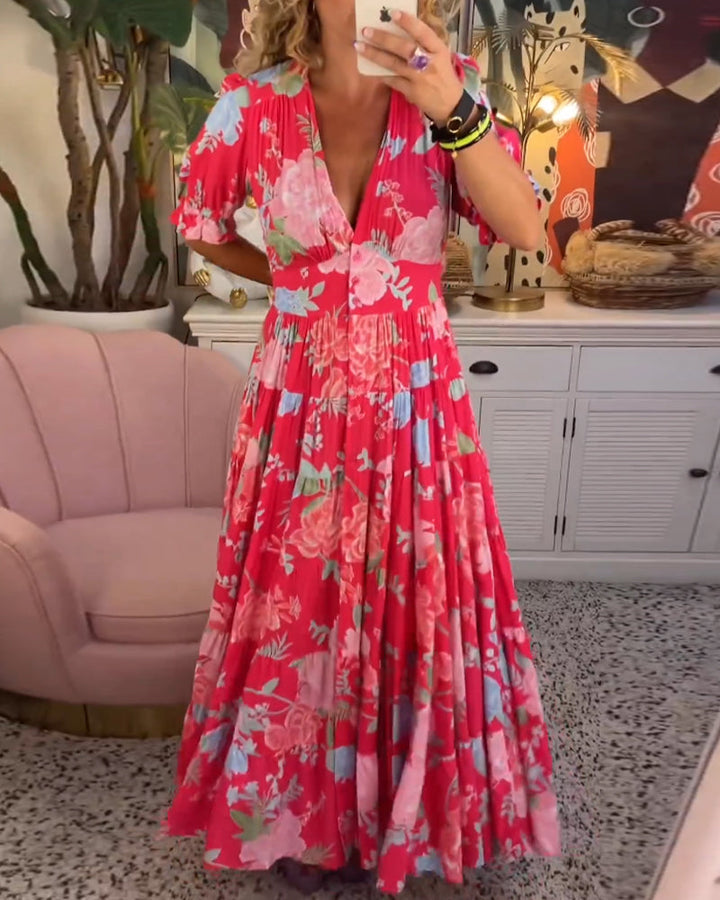 Nena | Floral Print V-neck Pocket Dress