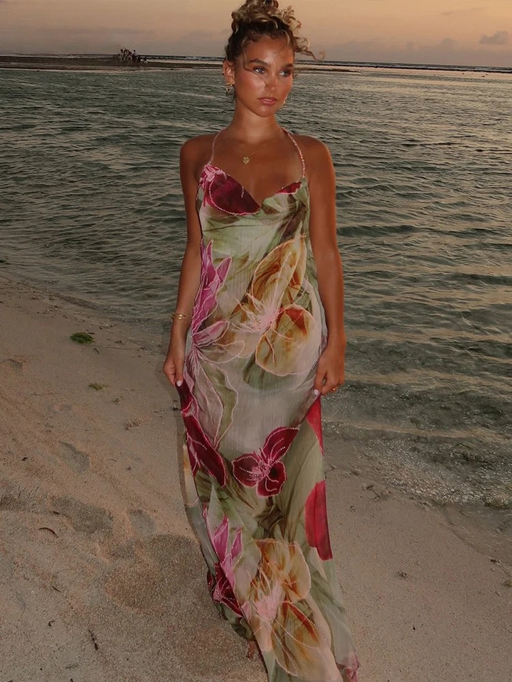 Isla | Backless Chiffon Maxi Dress
