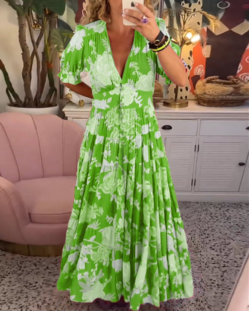 Nena | Floral Print V-neck Pocket Dress