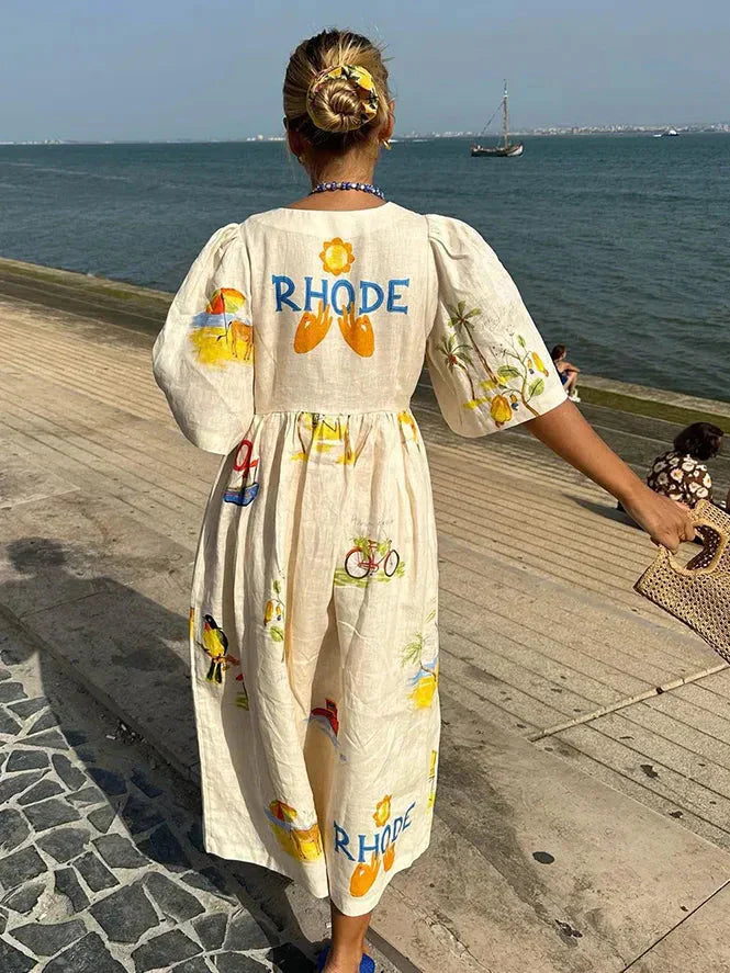 Xara | Stylish Linen Midi Dress