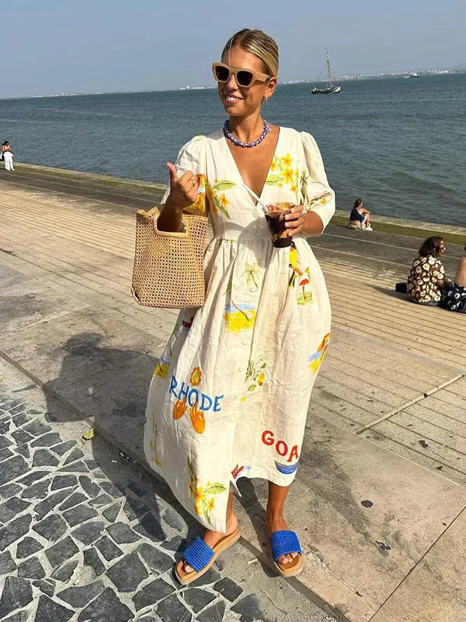 Xara | Stylish Linen Midi Dress