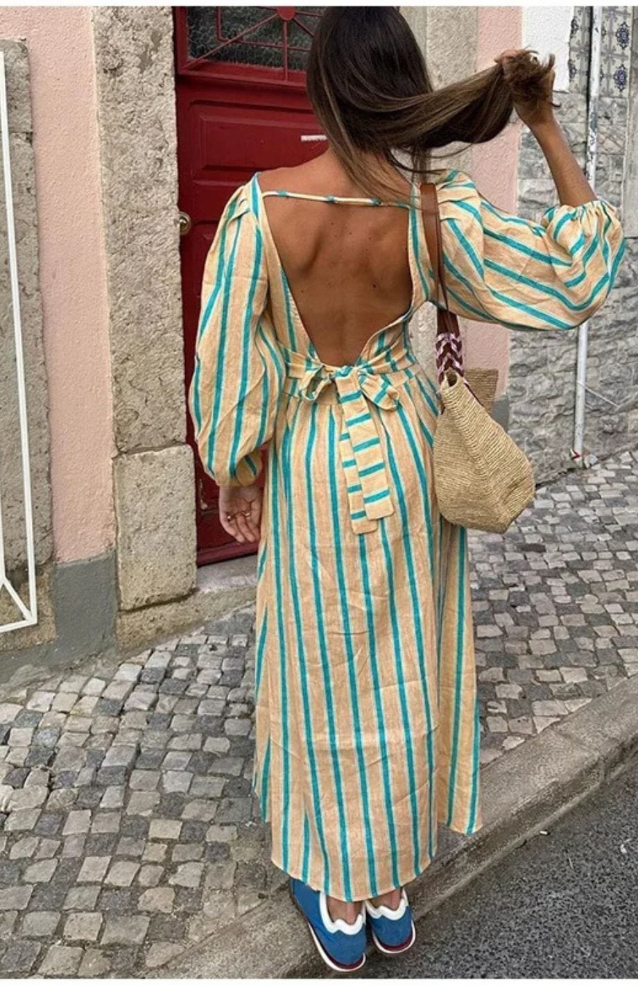 Diana | Elegant Stripped Backless Maxi Dress