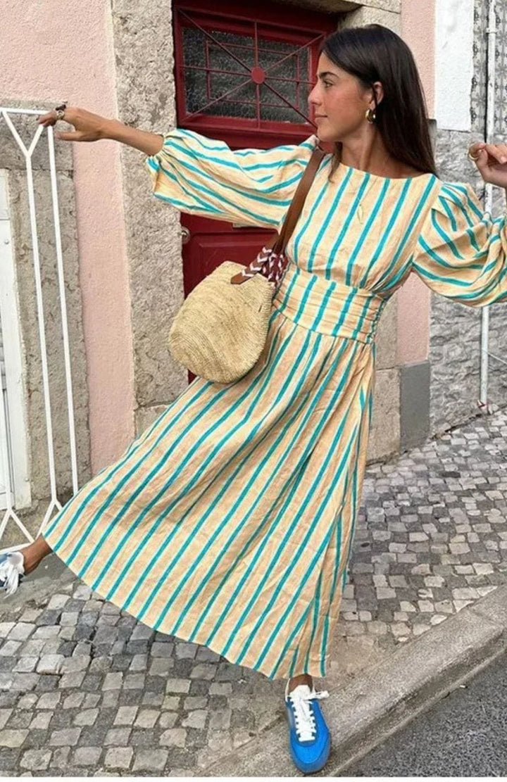 Diana | Elegant Stripped Backless Maxi Dress