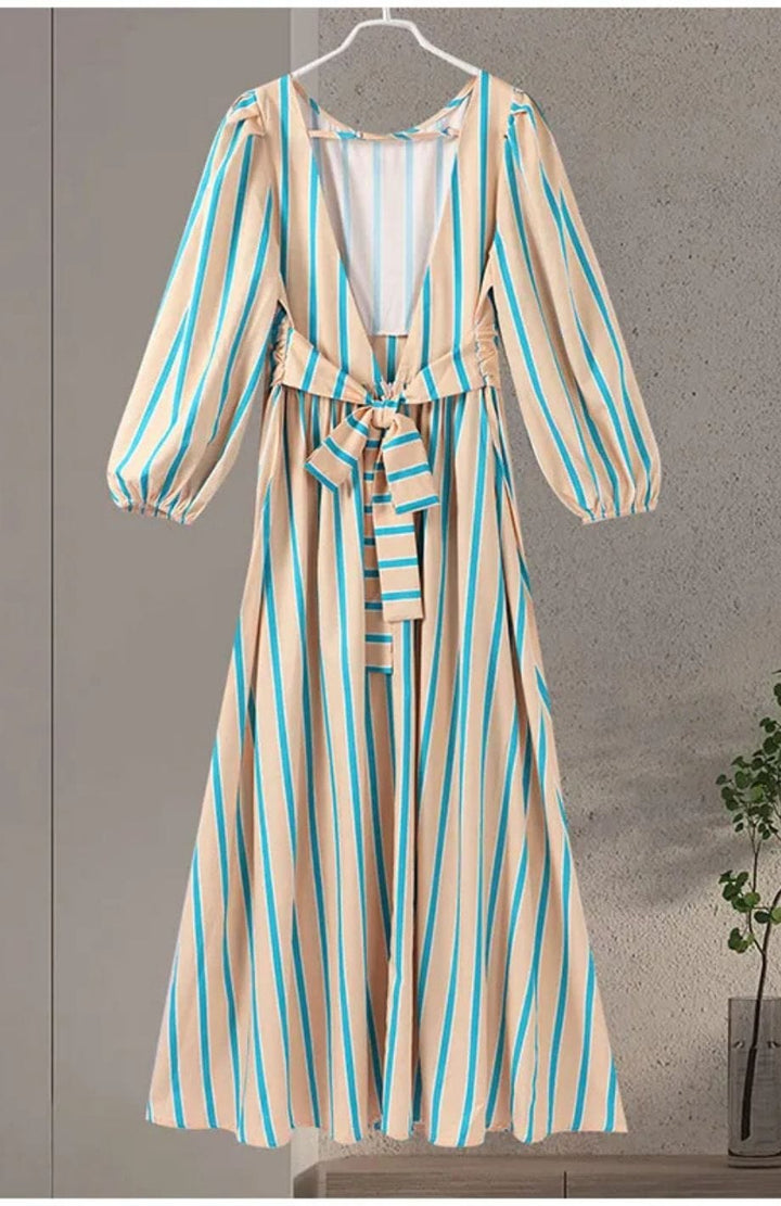 Diana | Elegant Stripped Backless Maxi Dress