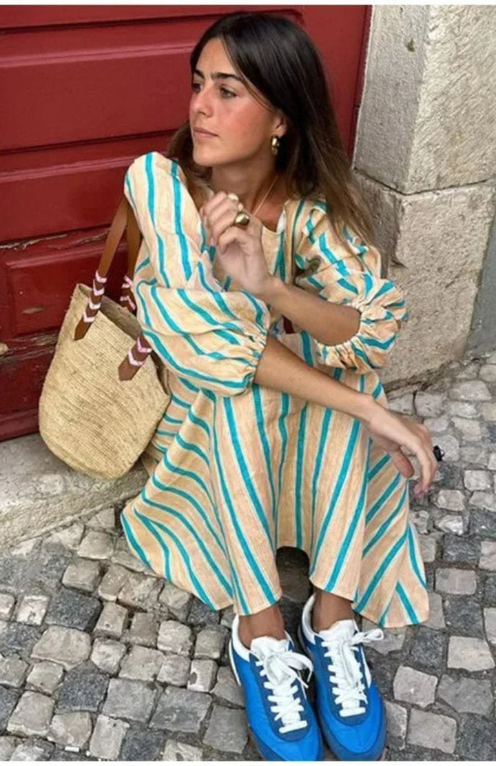 Diana | Elegant Stripped Backless Maxi Dress