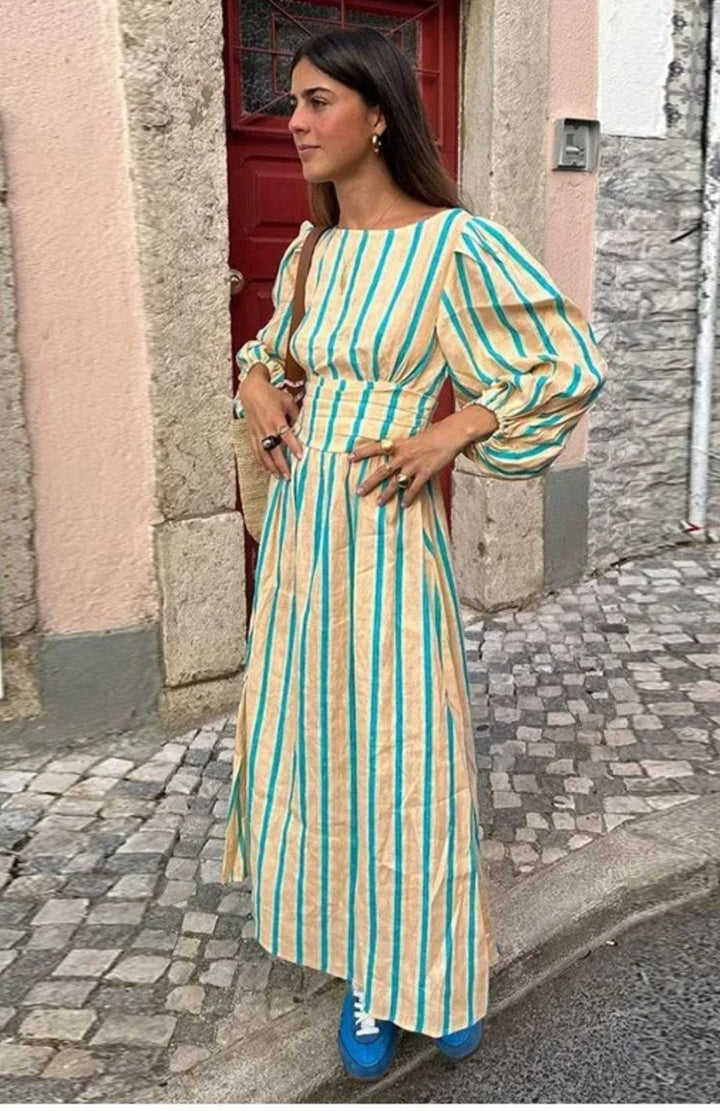 Diana | Elegant Stripped Backless Maxi Dress